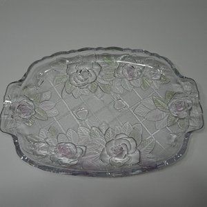 Vintage Studio Nova Colored Floral Crystal Glass Tray